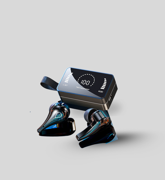 TWS Earbuds with LED Mirror Case – Deep Sound Meets Bold Design